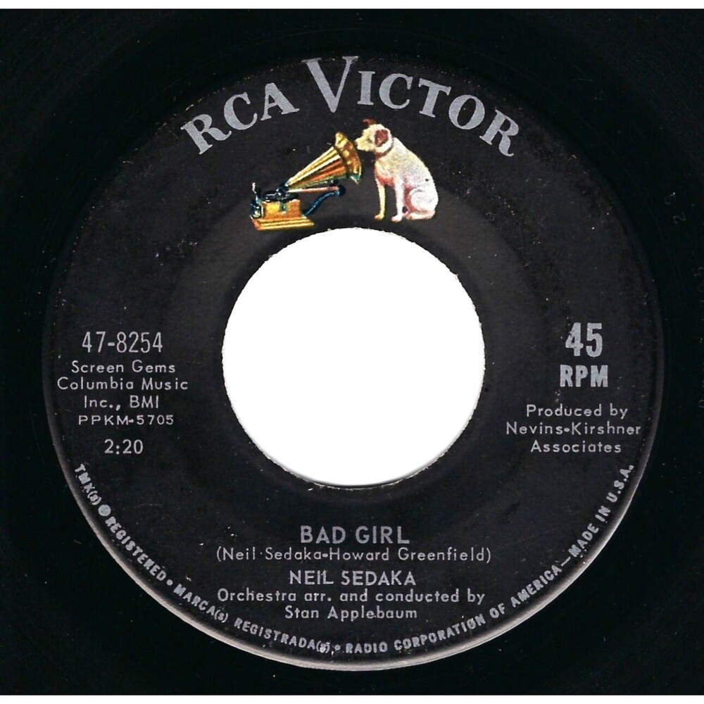 Neil Sedaka - Bad Girl / Wait 'Til You See My Baby - RCA Victor 45 RPM Vinyl '63